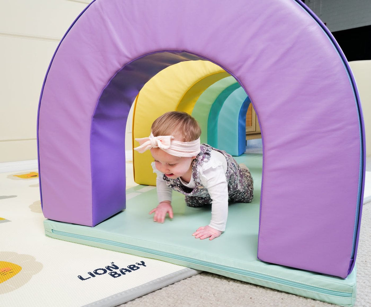 YOZZI Baby Playroom Soft Arch Tunnel Set of 4 with Crawling Mat