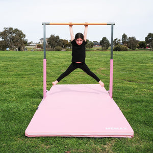 Value Combo Gymnastic Horizontal Bar Sports Junior Training Bar + Gym Mat (Pink Set)