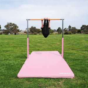 Value Combo Gymnastic Horizontal Bar Sports Junior Training Bar + Gym Mat (Pink Set)