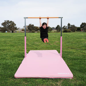 Value Combo Gymnastic Horizontal Bar Sports Junior Training Bar + Gym Mat (Pink Set)