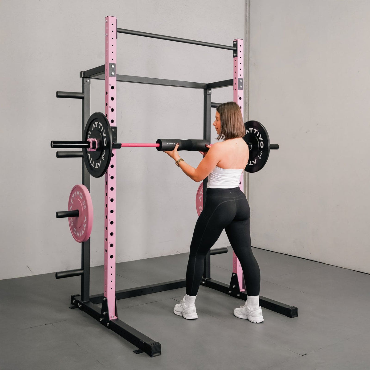 Half Power Rack Garage Gym Package - Pink (HR2300 Combo)