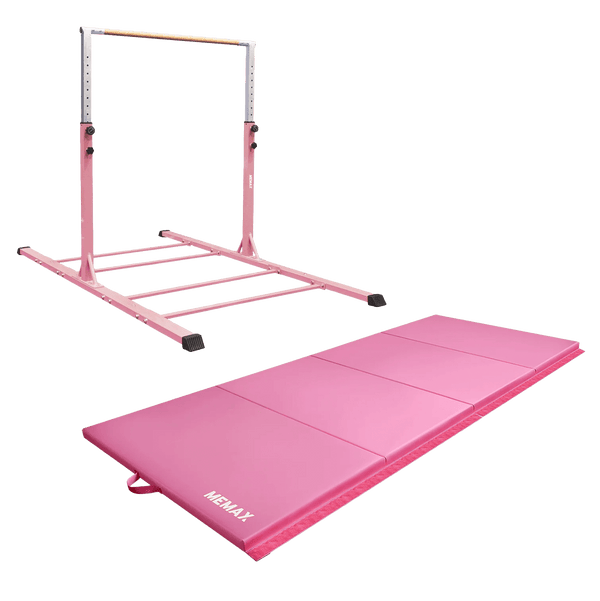 Gym Plus MEMAX Advanced Gymnastics Bar & Mat Set LONGBARMATPINK