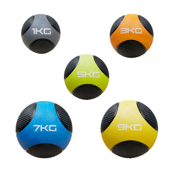 Gym Plus ATTIVO Rubber Medicine Ball Set of 5 Balls - 1kg 3kg 5kg 7kg 9kg MB-13579