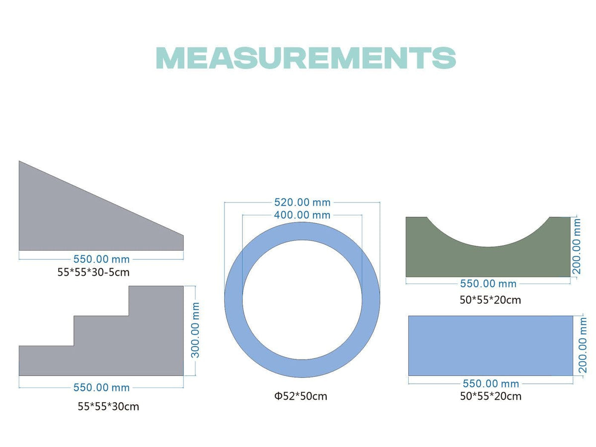 MEMAX Sensory Large Soft Tunnel Climber - 6 Piece