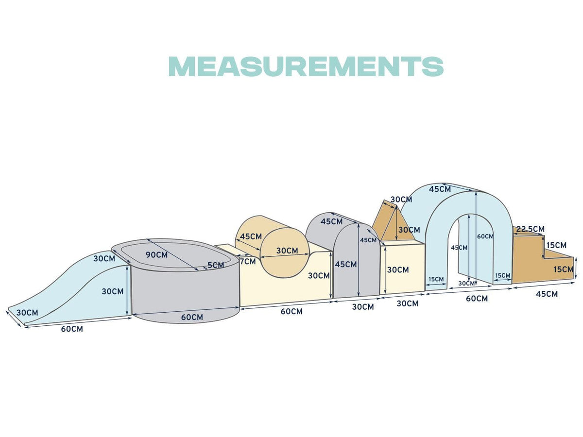 Sensory Soft Play Building Blocks and Ball Pit - 9 Piece (Large)
