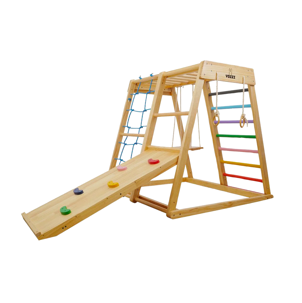 MEMAX Indoor Wooden Play Gym with Slide, Swing & Climber