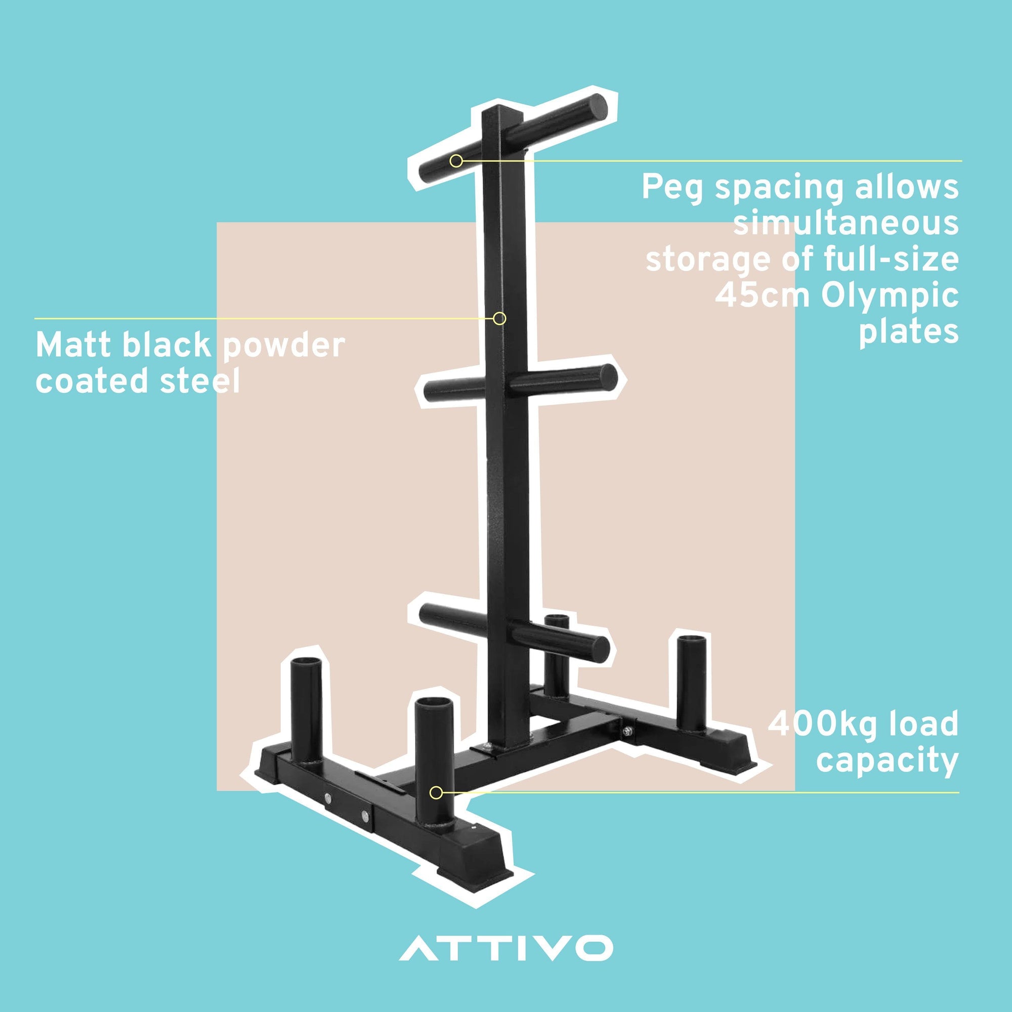 ATTIVO V2 Olympic Weight Storage Rack & Bar Stand