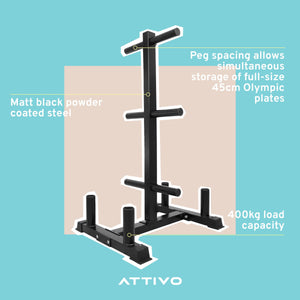 ATTIVO Olympic Weight Storage Rack & Bar Stand