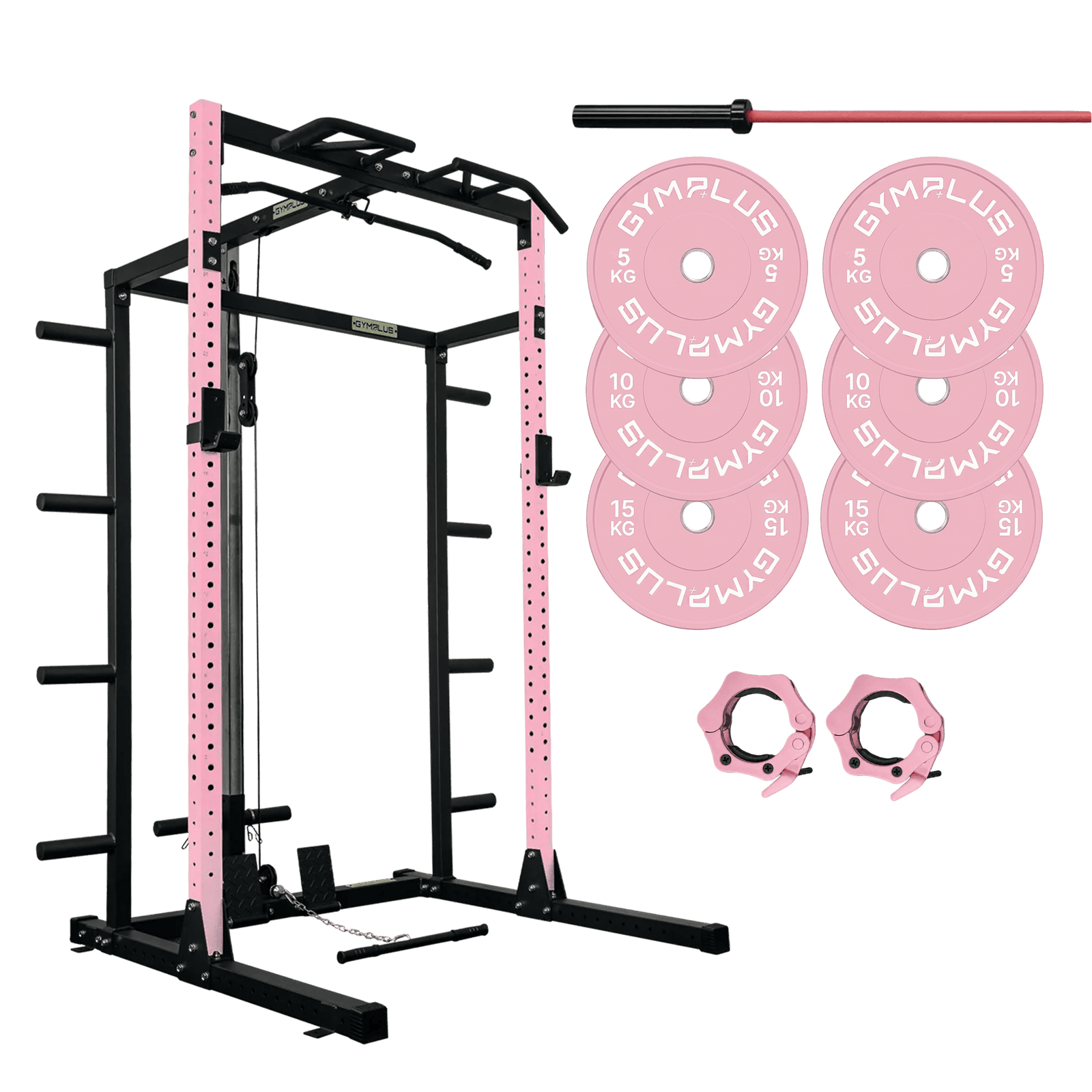 Gym Plus Half Power Rack Garage Gym Package - Pink HR2300-PINK-BUNDLE-LLP