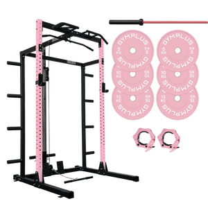 Gym Plus Half Power Rack Garage Gym Package - Pink HR2300-PINK-BUNDLE-LLP