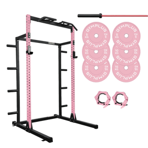Gym Plus Half Power Rack Garage Gym Package - Pink HR2300-PINK-BUNDLE