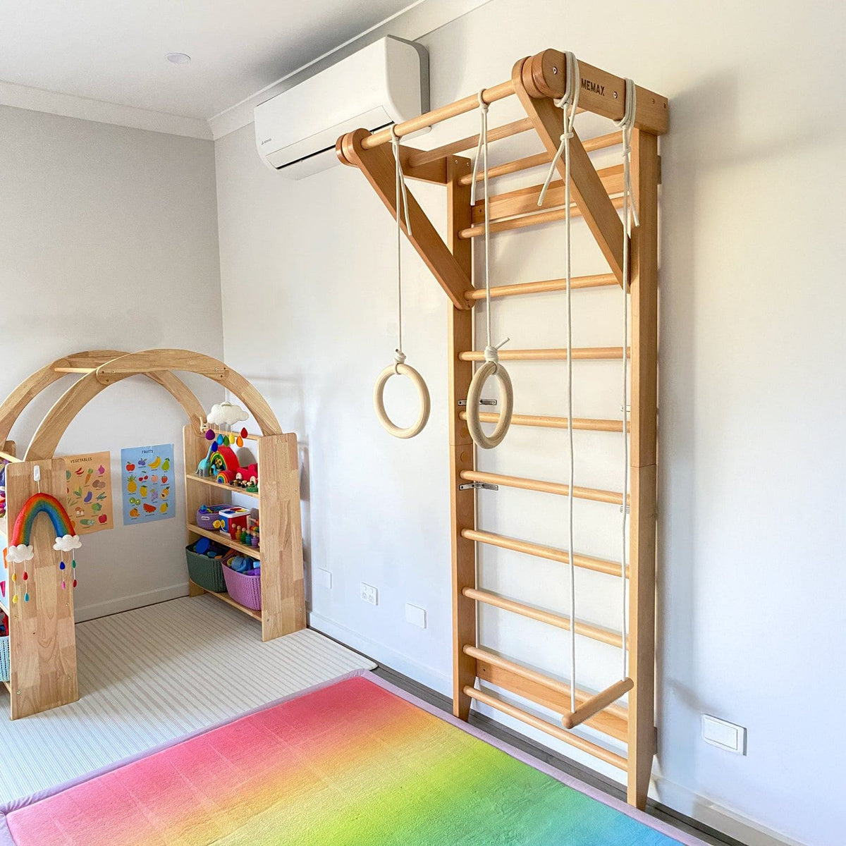 Wooden Swedish Ladder Wall Stall Bar Set