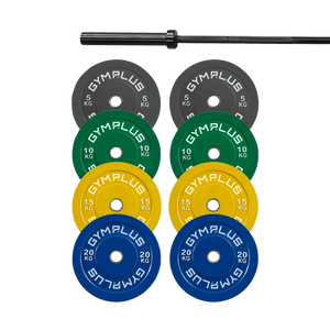 Remarkables Olympic Bar 15KG and Bumper Plates Set