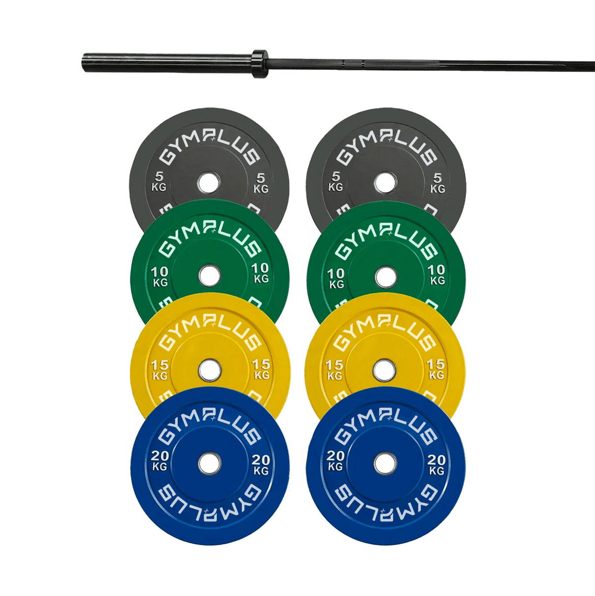Remarkables Olympic Bar 20KG and Bumper Plates Set