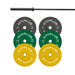 Remarkables Olympic Bar 15KG and Bumper Plates Set