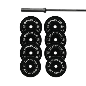 Remarkables Olympic Bar 15KG and Bumper Plates Set