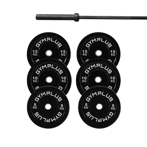 Remarkables Olympic Bar 15KG and Bumper Plates Set