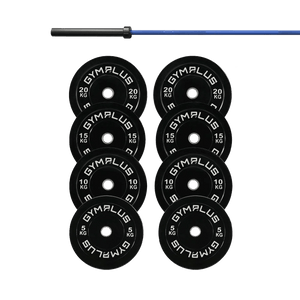 Cerakote Olympic Bar 20KG and Bumper Weight Plates Powerlifting Set