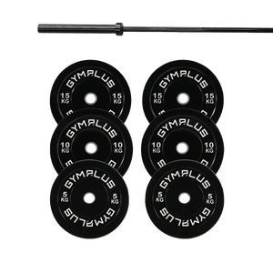 Remarkables Olympic Bar 20KG and Bumper Plates Set