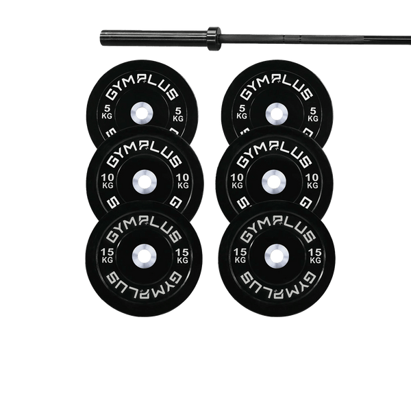 Gym Plus Remarkables Olympic Bar 15KG and Bumper Plates Set RMKB15+B60