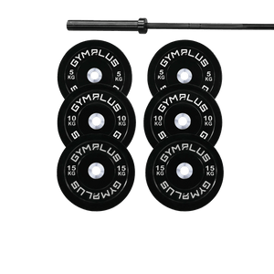 Remarkables Olympic Bar 15KG and Bumper Plates Set