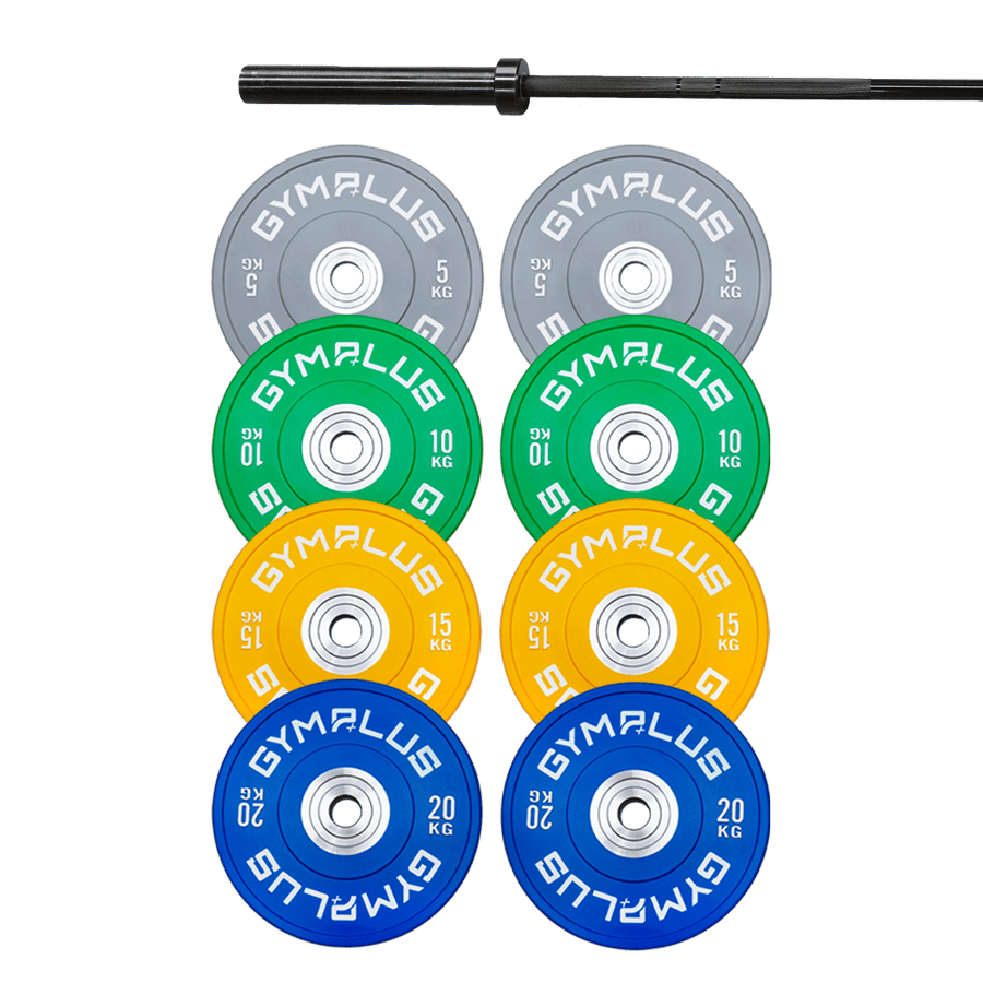 Remarkables Olympic Bar 15KG and Bumper Plates Set