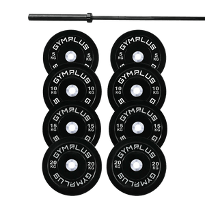 Remarkables Olympic Bar 20KG and Bumper Plates Set