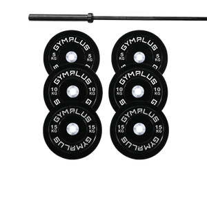 Remarkables Olympic Bar 20KG and Bumper Plates Set