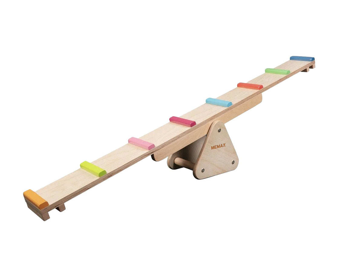 MEMAX 2-in-1 Wooden Seesaw and Rainbow Balance Bridge