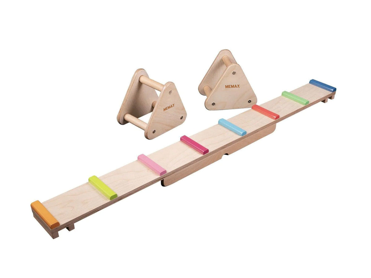 MEMAX 2-in-1 Wooden Seesaw and Rainbow Balance Bridge
