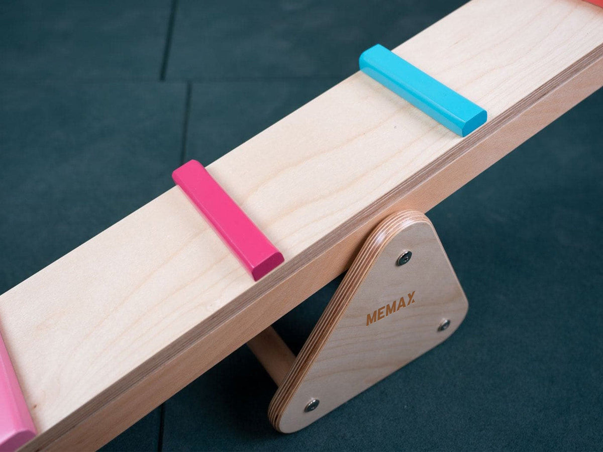 MEMAX 2-in-1 Wooden Seesaw and Rainbow Balance Bridge