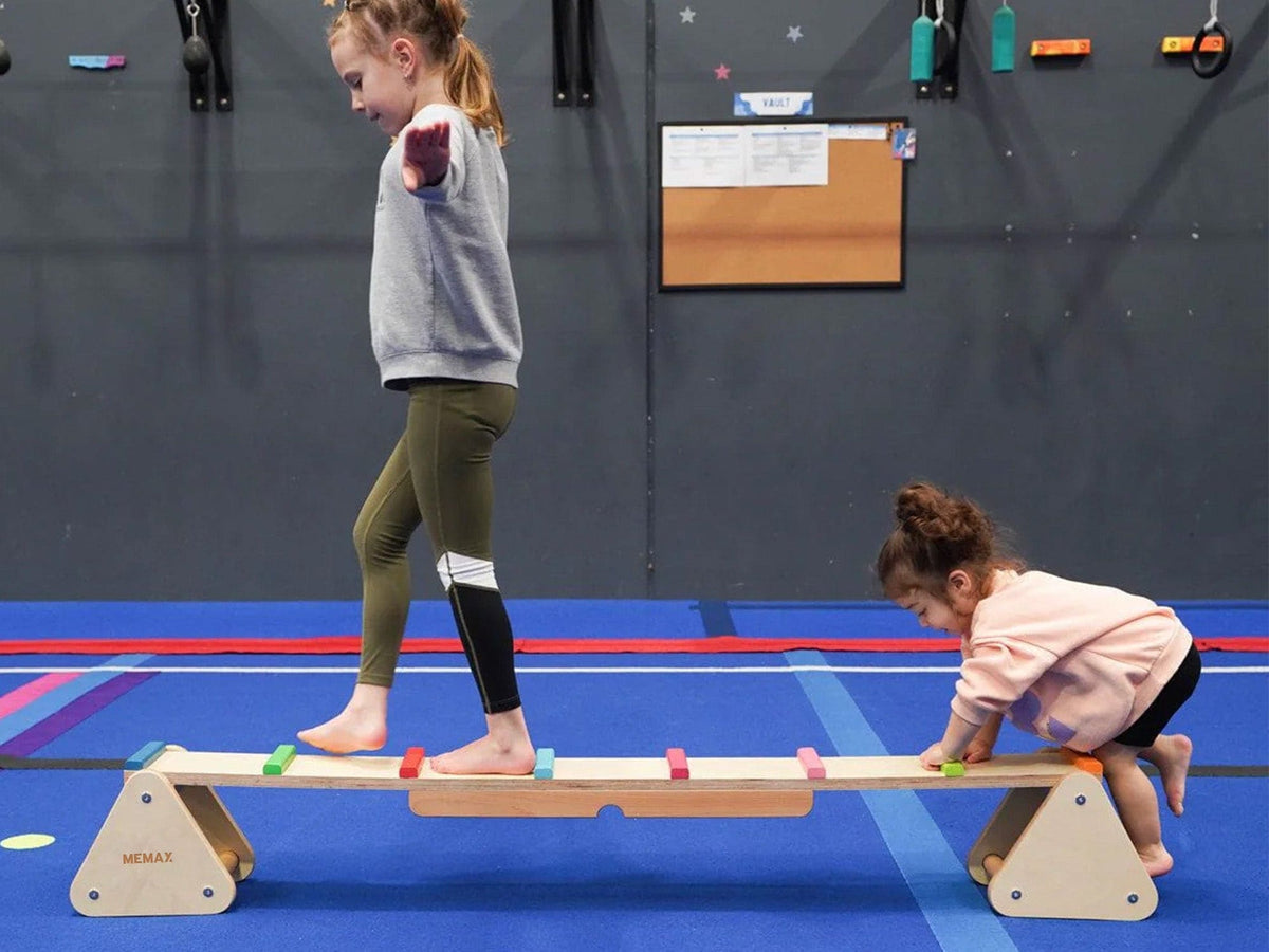 MEMAX 2-in-1 Wooden Seesaw and Rainbow Balance Bridge