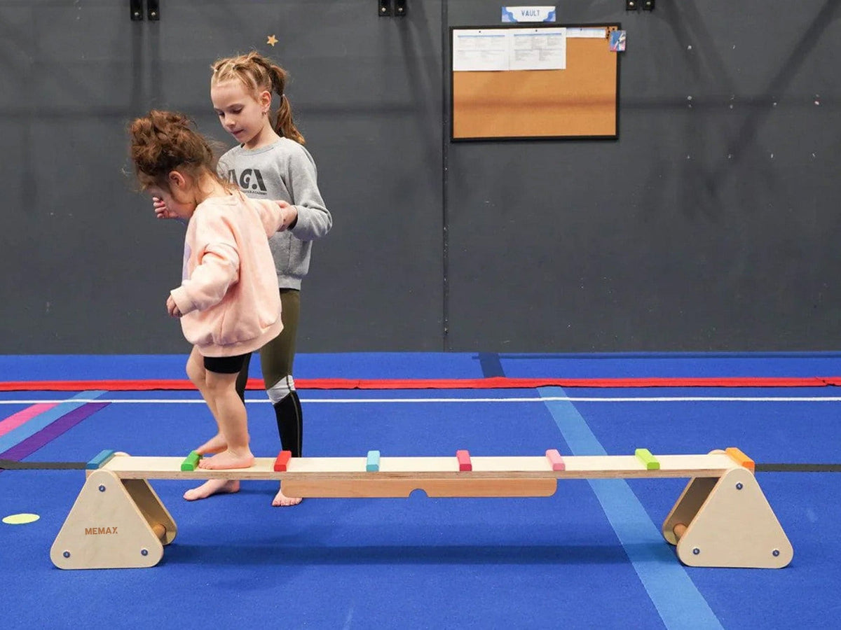 MEMAX 2-in-1 Wooden Seesaw and Rainbow Balance Bridge