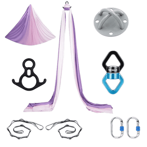 MEMAX Aerial Silks Yoga Swing Hammock Set - 100% Luxury Nylon Tricot Silks, Full Rigging Hardware