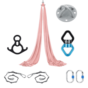 MEMAX Aerial Silks Yoga Swing Hammock Set - 100% Luxury Nylon Tricot Silks, Full Rigging Hardware