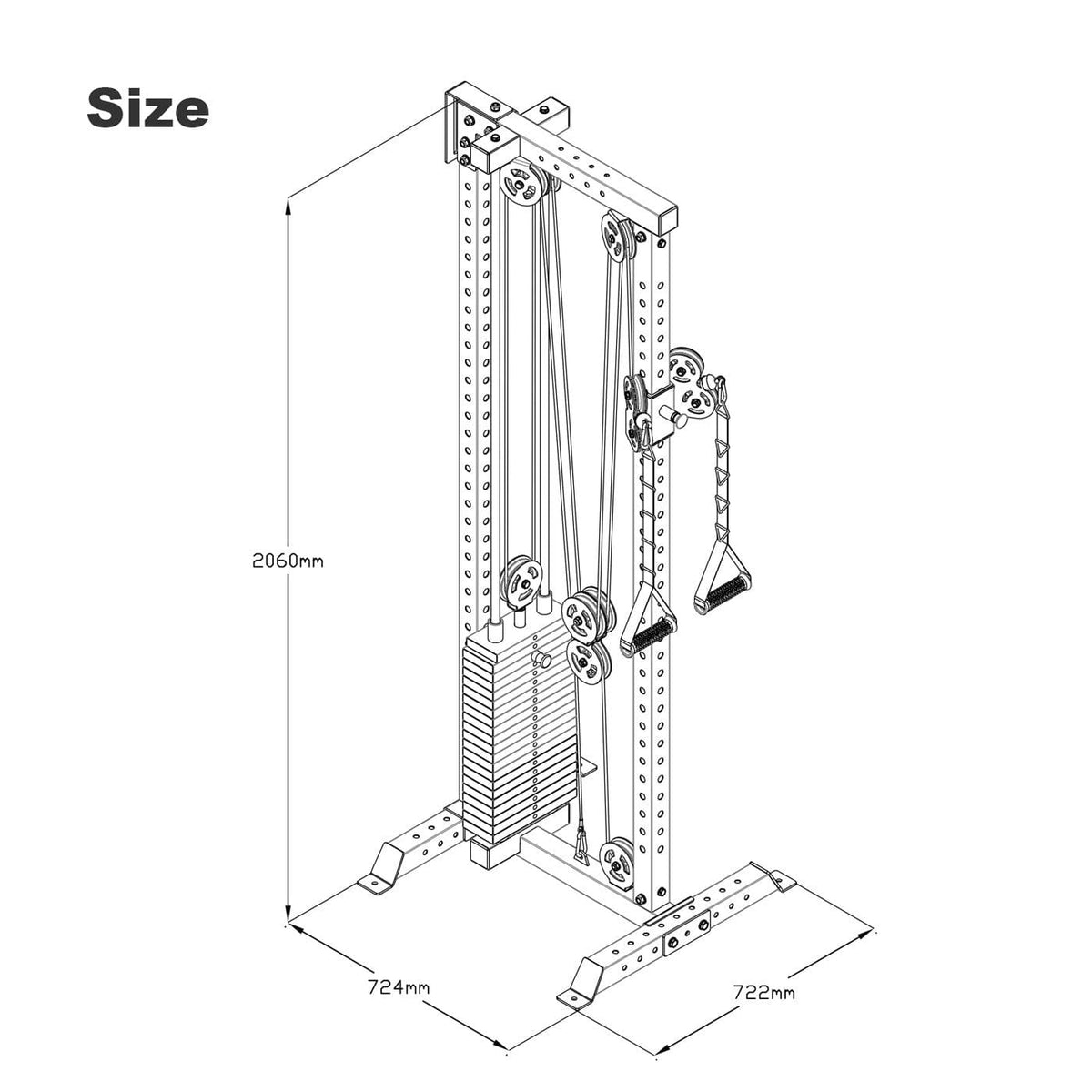 ATTIVO Wall Mount Cable Tower With Weight Stack - Aluminium Pulley Wheels