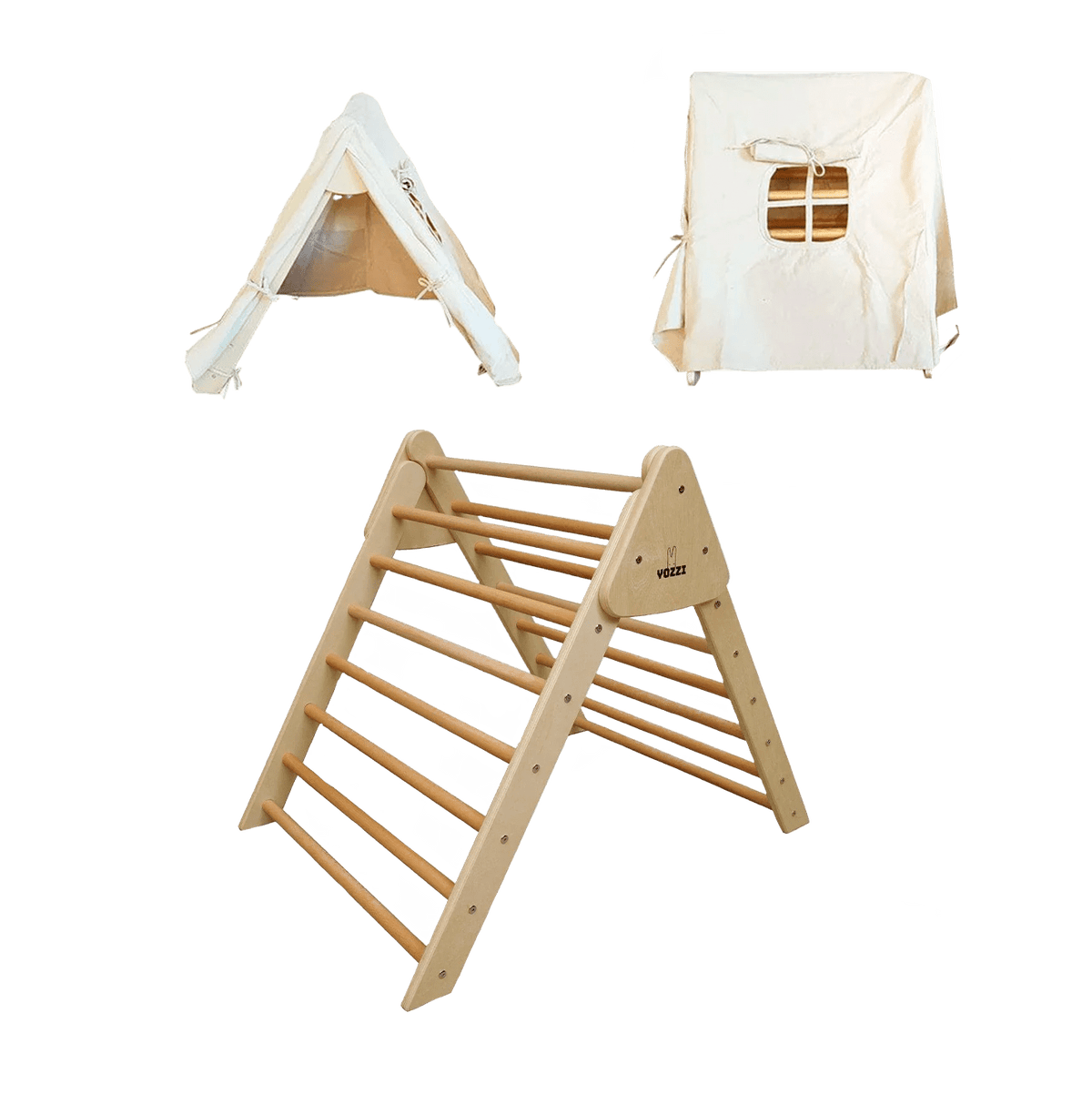 Large Pikler Foldable Climbing Triangle with Tent