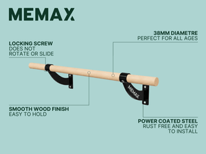 Gym Plus MEMAX Wall Mounted Ballet Barre – 150cm Beech Wood Dance Bar WALLBARRE15
