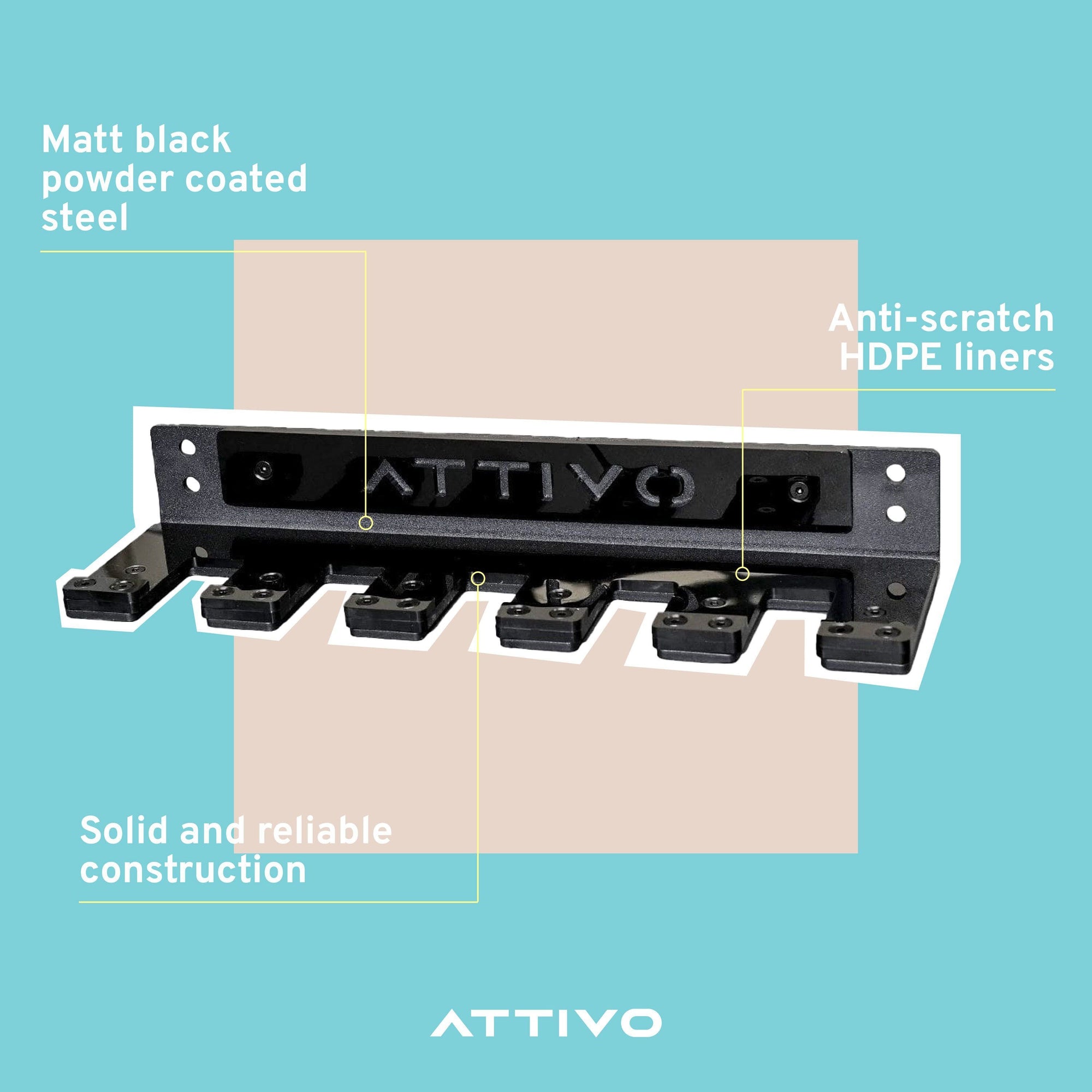 ATTIVO Vertical Wall-Mounted Barbell Rack - 5 Bars