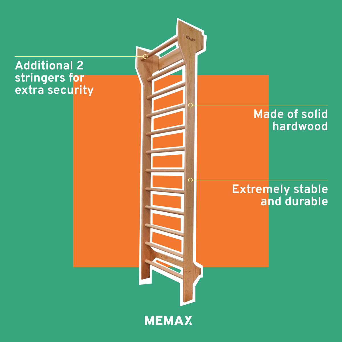 MEMAX Pro Hard Wood Wall Bars Stall Bars