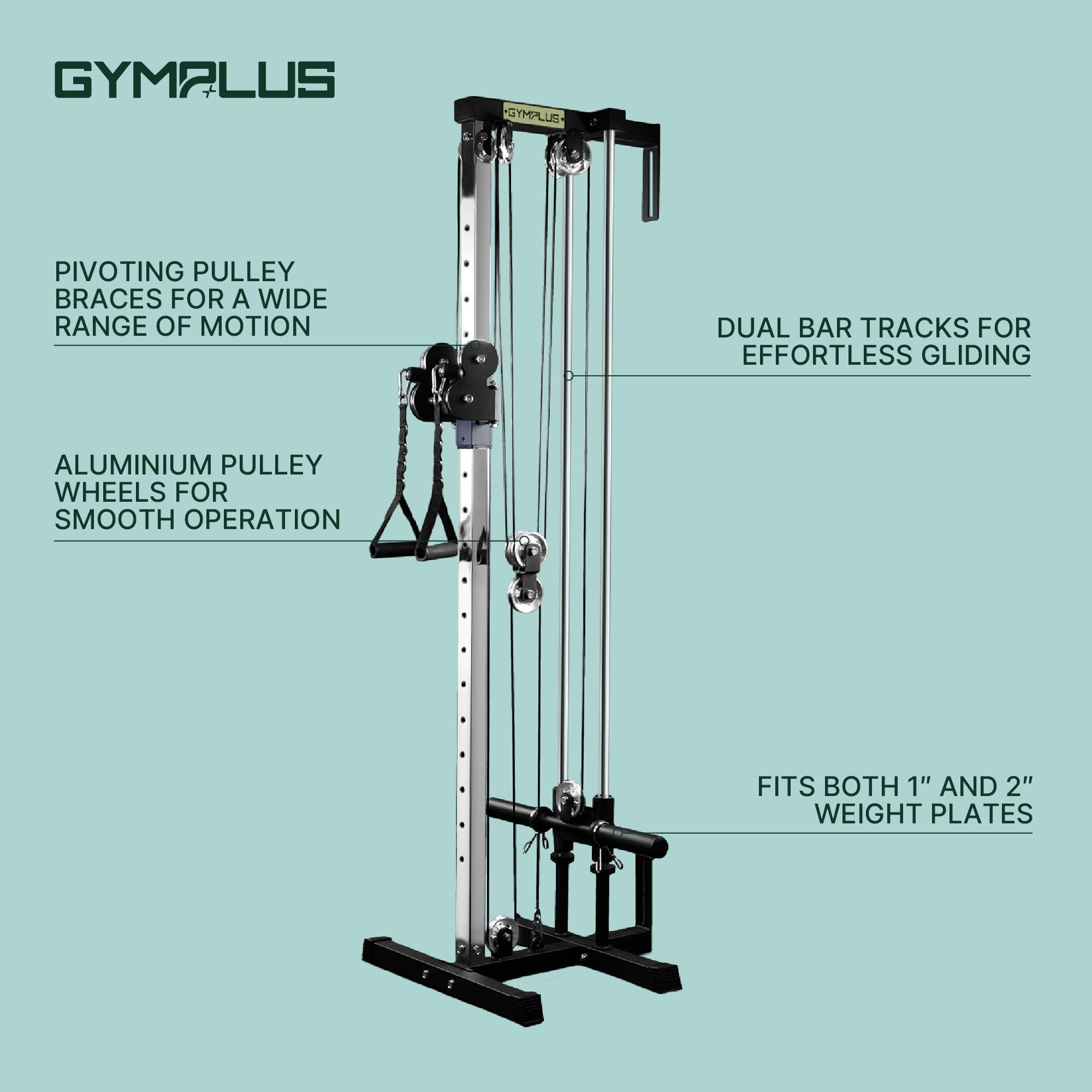 Wall Mount Cable Station with Dual Pulley System - Aluminium Pulley Wheels V2.0