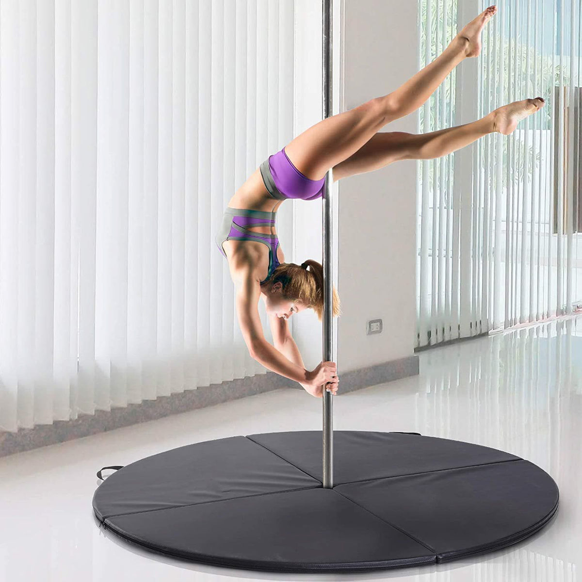 Portable Pole Dancing Set with 160cm Crash Mat