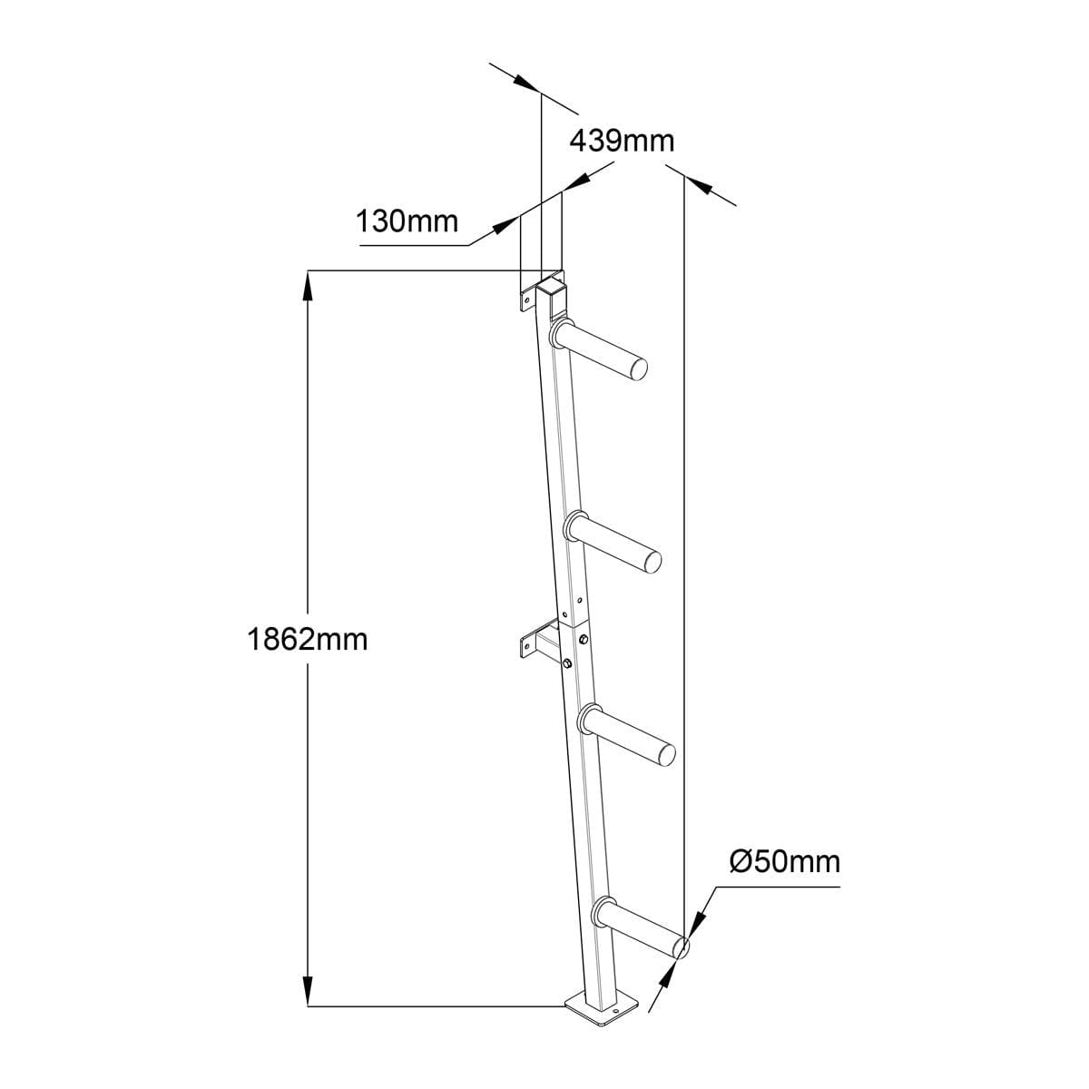 ATTIVO Weight Plate Storage Rack Wall Mounted Weight Plate Holder - 4 Pegs