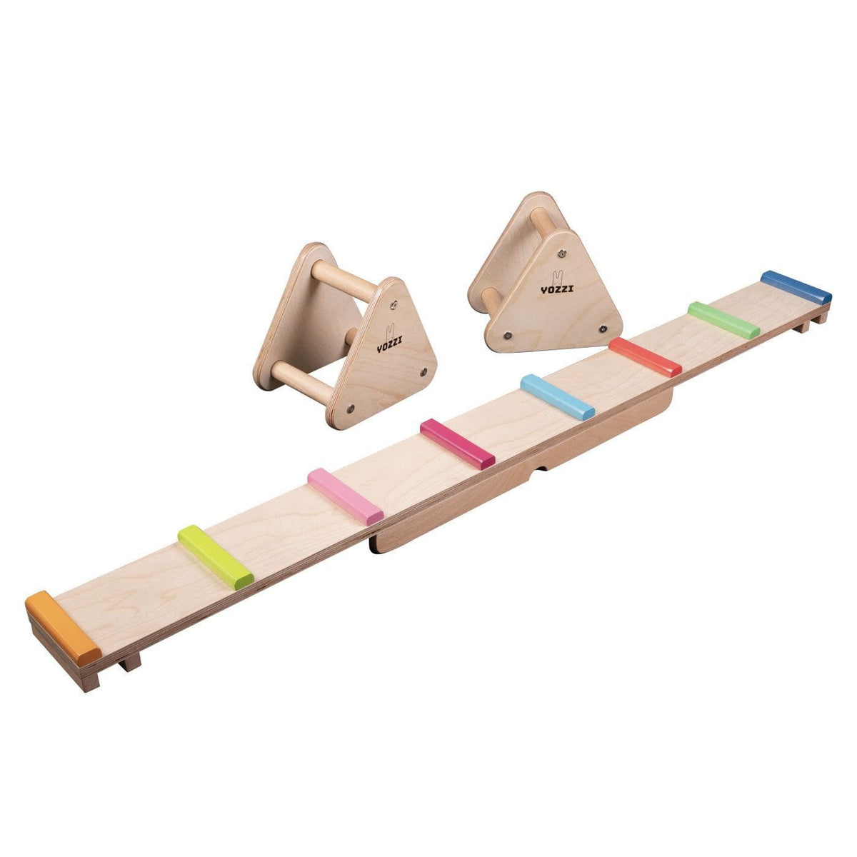 MEMAX 2-in-1 Wooden Seesaw and Rainbow Balance Bridge
