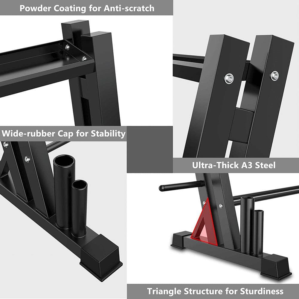 3-Tier Weights and Barbell Storage Rack for Barbell, Dumbbells, Kettlebells, and Weight Plates
