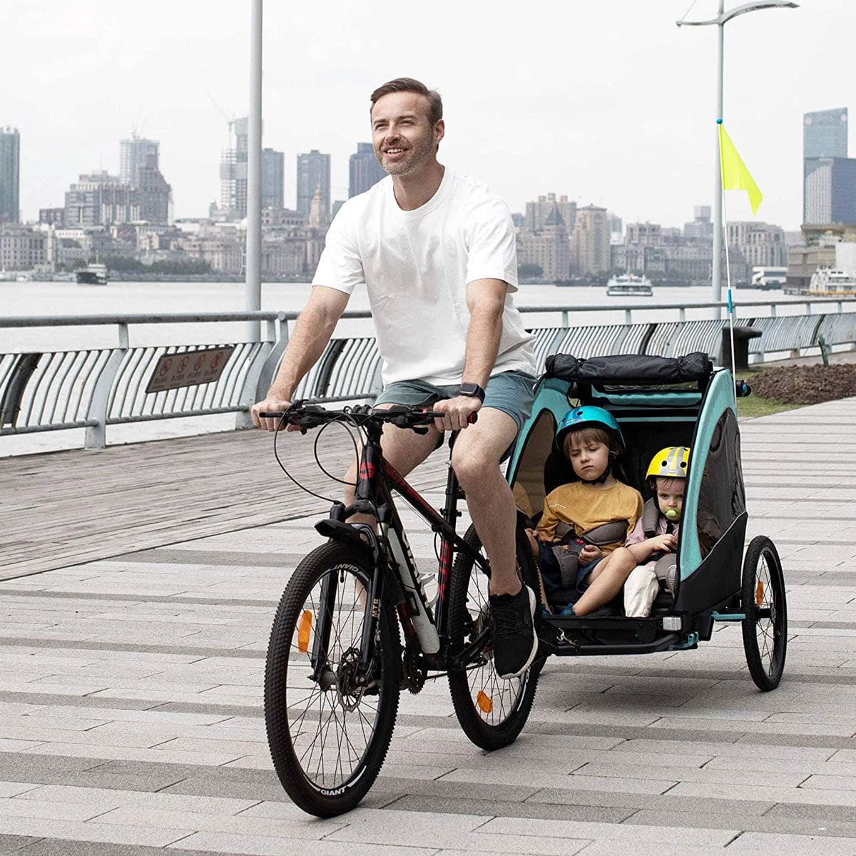 Deluxe Kids Bike Trailer 3 In 1 Foldable Jogger Stroller Transport Carrier V2.0