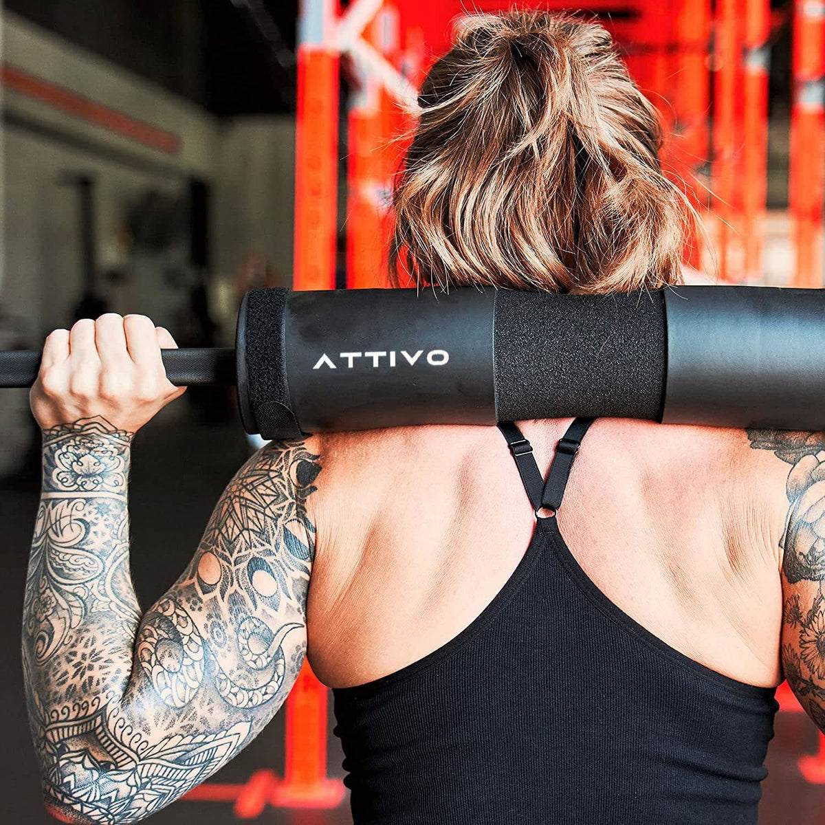 Barbell Pad for Standard and Olympic Barbells with Safety Straps