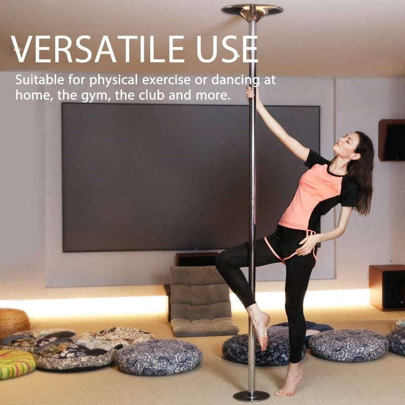 Portable Dancing Pole - Static and Spinning (Chrome) - Gym Plus