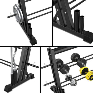 3-Tier Weights and Barbell Storage Rack for Barbell, Dumbbells, Kettlebells, and Weight Plates