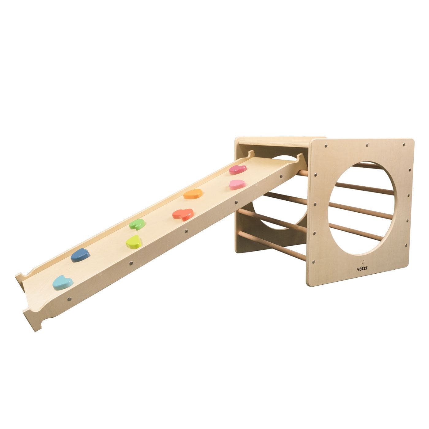 YOZZI Kids Climber Set - Wooden Cube Climber with Ramp/Slide